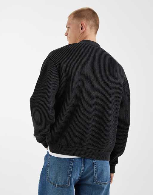 Redefined Rebel – Kastige Oversize-Strickjacke in verwaschenem Schwarz, 3 von 5