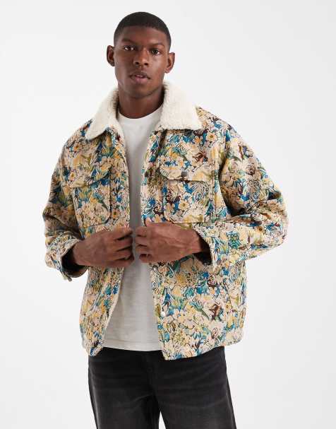 Redefined Rebel – Kastige Truckerjacke in Grün mit Military-Jacquardmuster - view 1