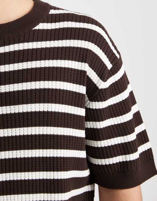 Redefined Rebel - Kevin - T-shirt en maille à rayures - Marron, 5 de 5