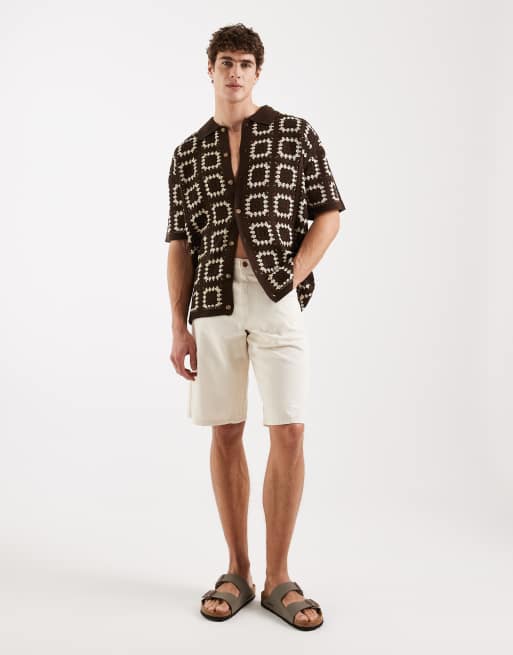 Redefined Rebel Kingston baggy fit denim shorts in neutral , 2 of 5