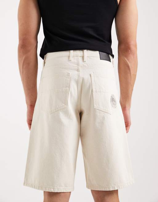 Redefined Rebel Kingston baggy fit denim shorts in neutral , 4 of 5