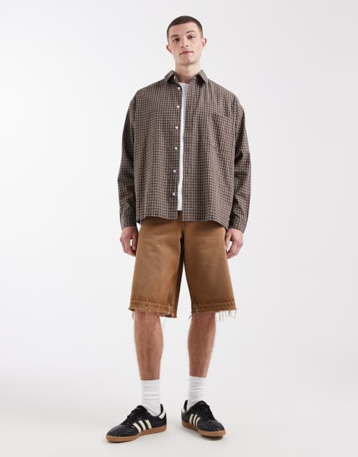 Redefined Rebel - Kingston - Pantaloncini di jeans ampi invecchiati marroni, 2 di 5