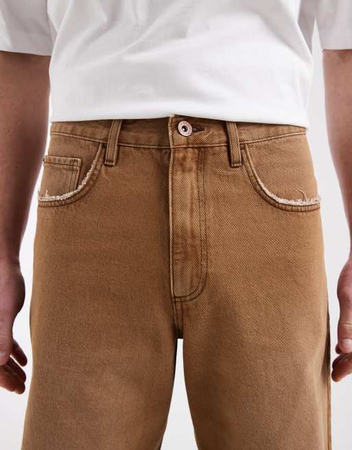Redefined Rebel - Kingston - Pantaloncini di jeans ampi invecchiati marroni, 4 di 5