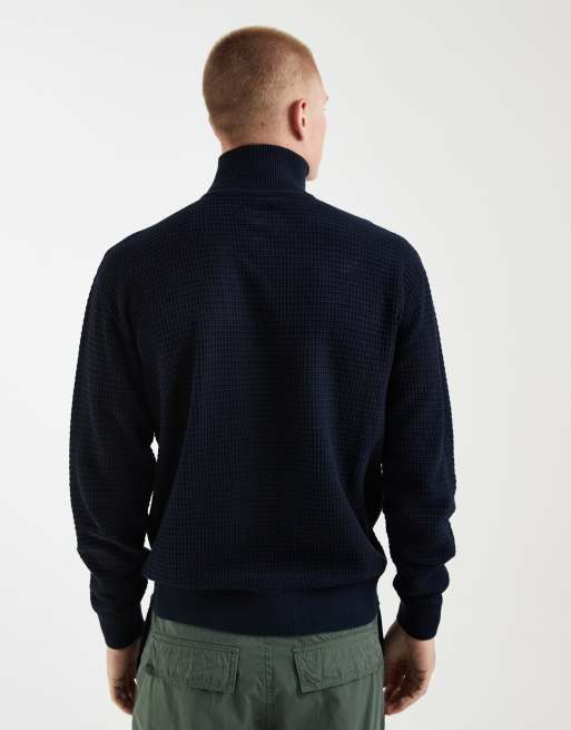 Redefined Rebel knitted quarter zip sweatshirt in navy , 4 of 5