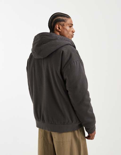 Redefined Rebel - Koksgrå oversized jakke med imiteret lammeskindsfor og firkantet pasform , 3 af 5