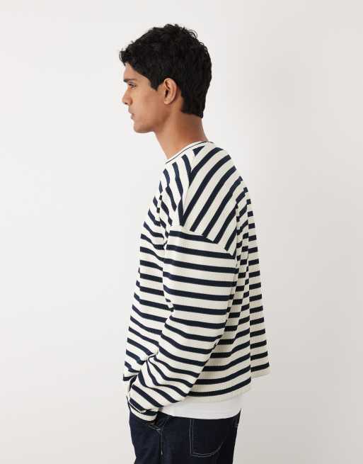 Redefined Rebel - Lewis - Marineblå oversized sweatshirt med striber, 3 af 5