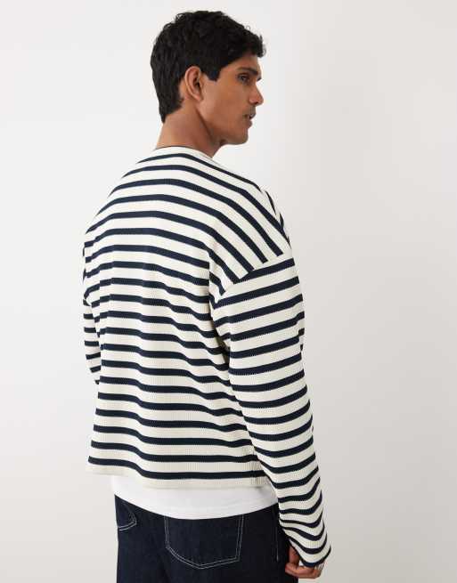 Redefined Rebel - Lewis - Sweat oversize à rayures - Bleu marine, 4 de 5