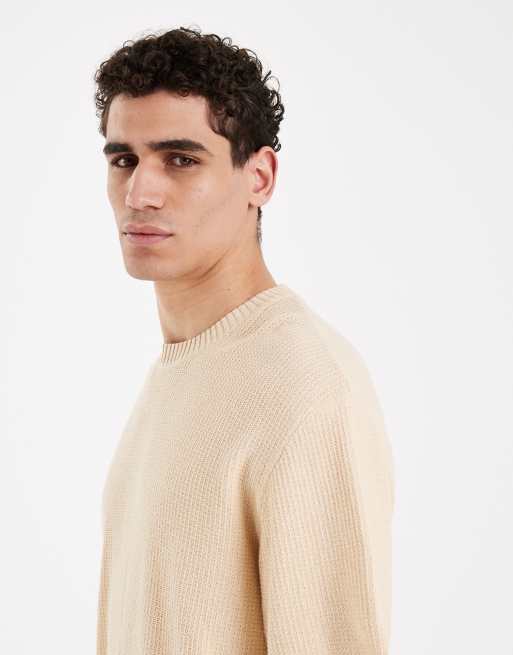 Redefined Rebel - Lonzo - T-shirt coupe carrée en maille à manches courtes - Beige, 4 de 5