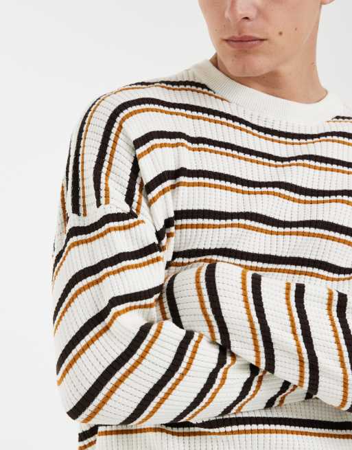 Redefined Rebel - Maglione oversize bianco a righe, 3 di 5