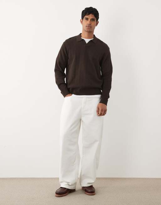 Redefined Rebel - Maglione oversize squadrato con scollo a V e colletto marrone, 2 di 5