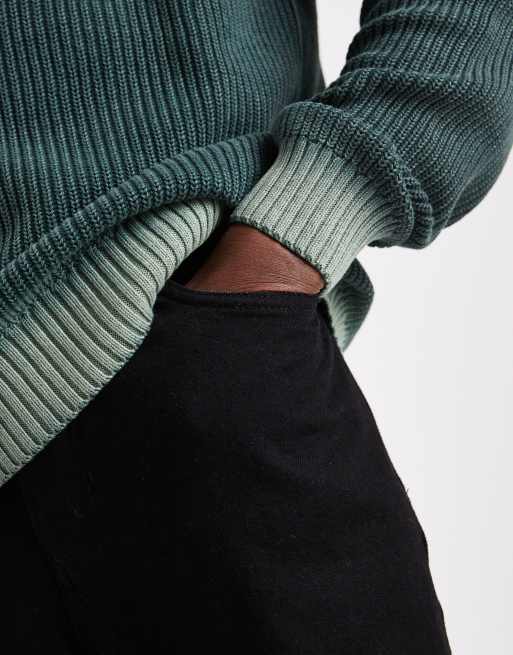 Redefined Rebel - Maglione squadrato verde scuro lavaggio acido, 5 di 5