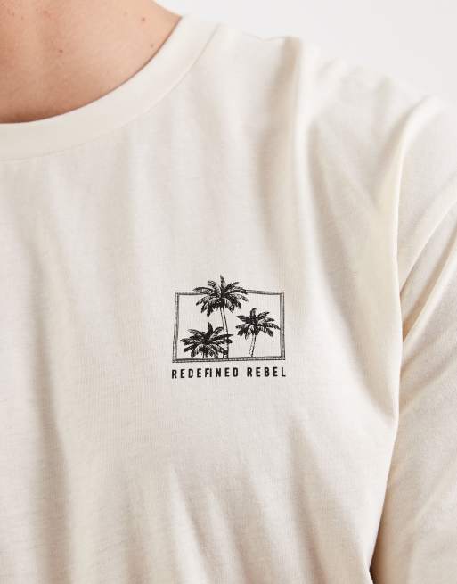 Redefined Rebel – Mario – Vit t-shirt i oversize med boxig passform, korta ärmar och tryck, 5 av 5