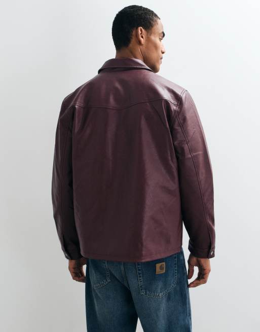 Redefined Rebel Marion Boxy-Kunstlederjacke in Burgunderrot, 5 von 5