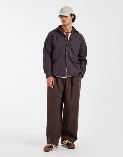 Redefined Rebel miguel camicia squadrata a quadri a maniche lunghe viola, 3 di 5