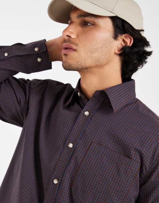 Redefined Rebel miguel chemise ample à carreaux à manches longues violette, 2 de 5