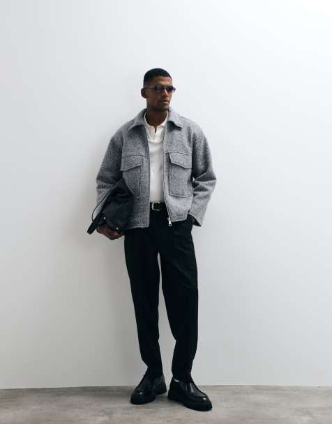 Redefined Rebel miller boxy fit wool look jacket in grey - view 1