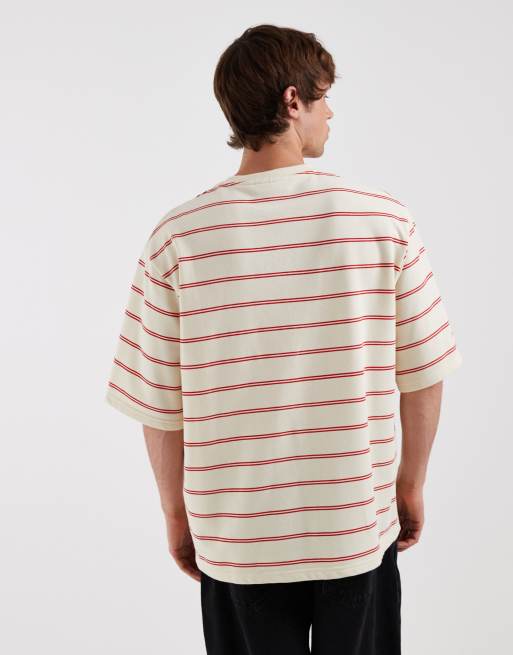 Redefined Rebel – Naturvit, randig t-shirt i oversize med korta ärmar, 5 av 5