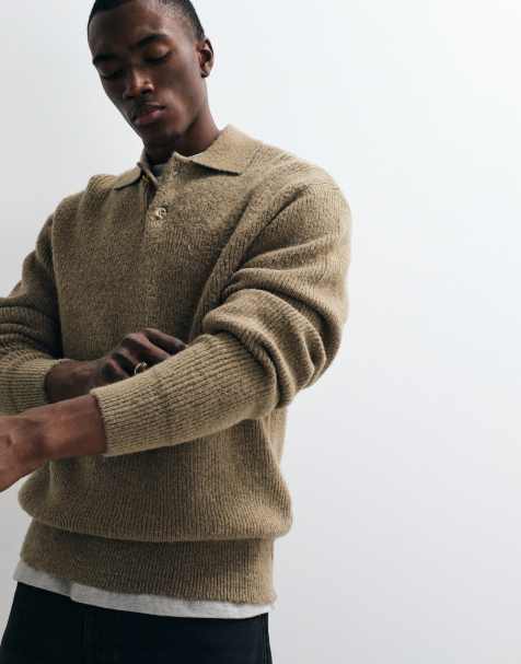 Redefined Rebel - Nixon - Polo marrón de corte cuadrado de punto - view 1