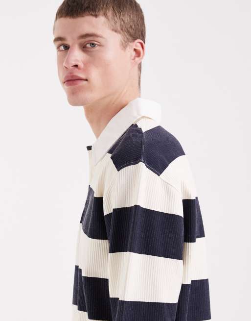 Redefined Rebel – Ocean – Dresowa koszulka polo w granatowe paski, 4 z 5