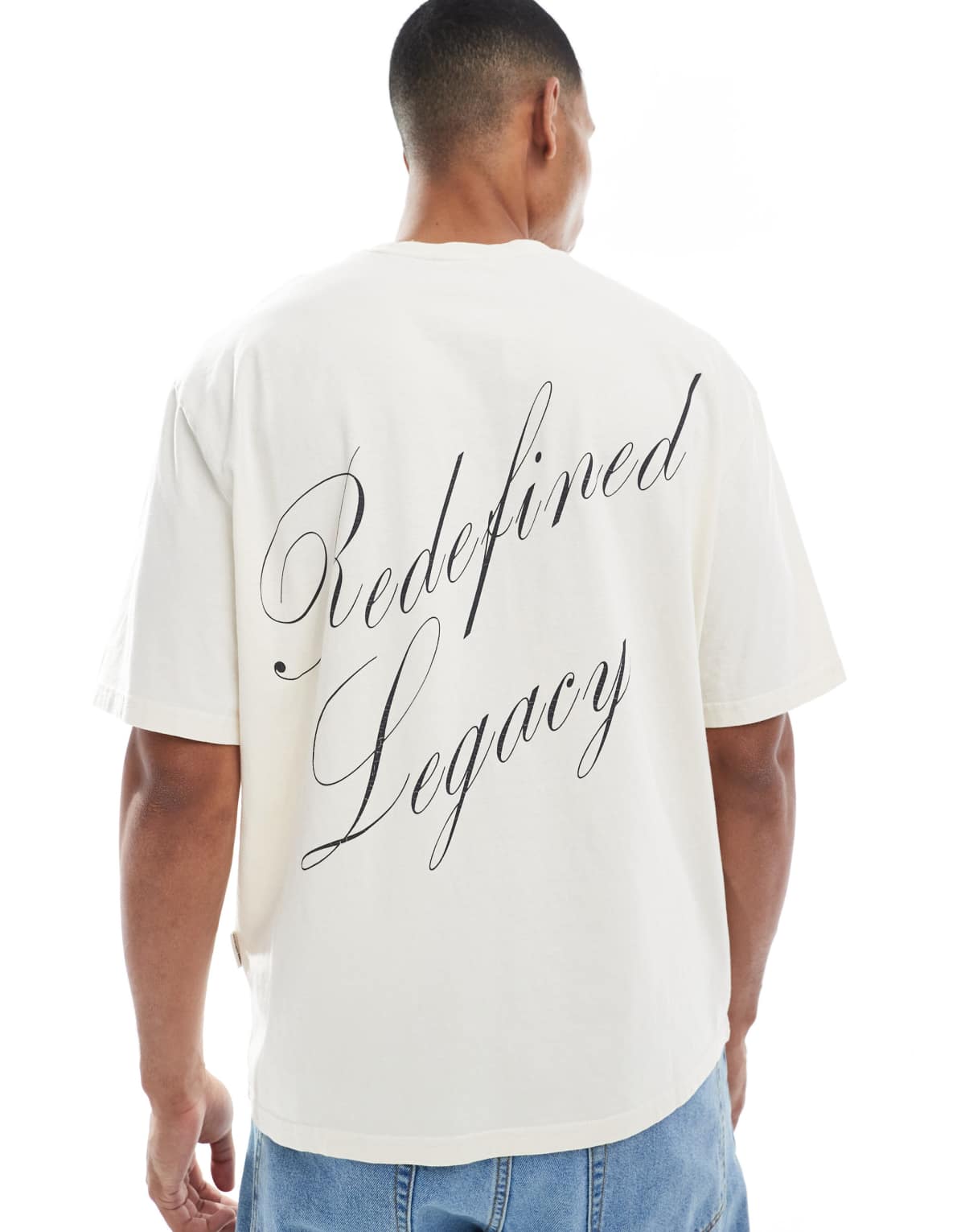 Redefined Rebel oversized motif back t-shirt in white