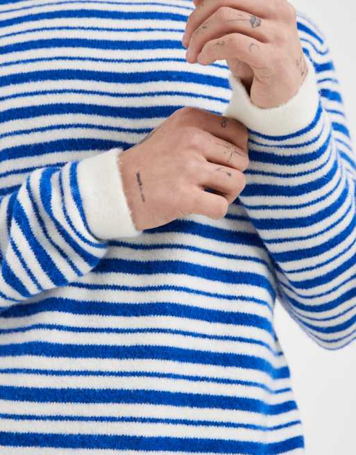 Redefined Rebel oversized striped knitted crew neck jumper in multi, 4 of 5