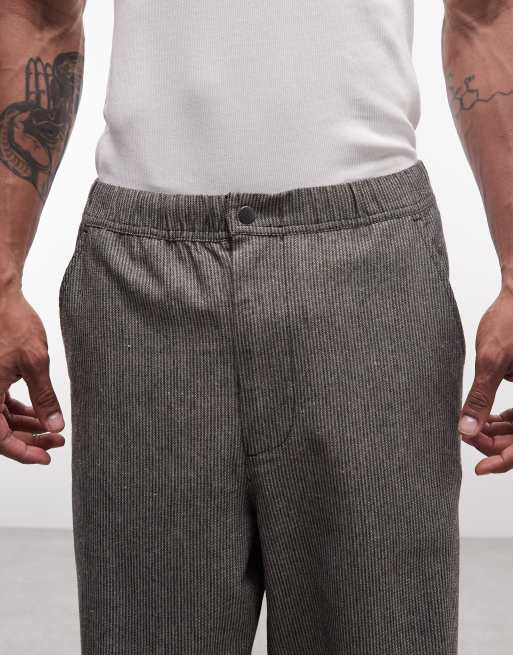 Redefined Rebel - Pantalones grises holgados a rayas de mezcla de lino (parte de un conjunto), 4 de 5