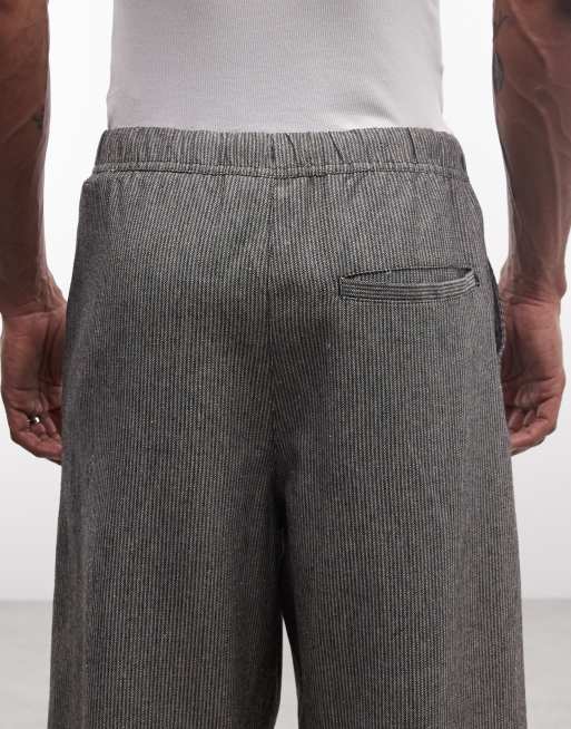 Redefined Rebel - Pantalones grises holgados a rayas de mezcla de lino (parte de un conjunto), 5 de 5