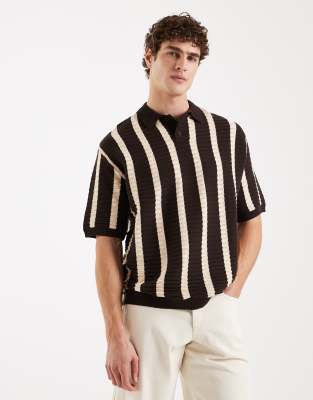 Redefined Rebel Pau boxy fit short sleeve knit polo shirt with
