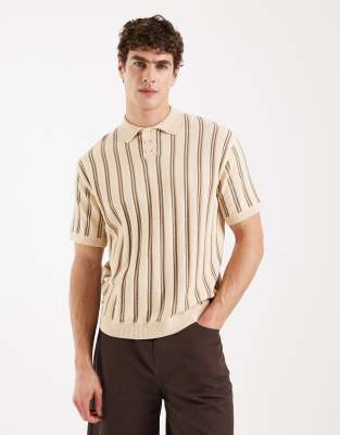 Redefined Rebel Pau Boxy Fit Short Sleeve Striped Polo In Multi
