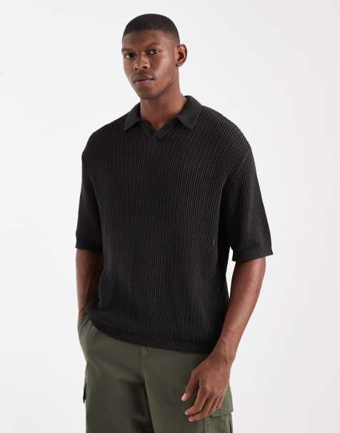 Redefined Rebel - Polo en maille coupe carrée - Noir - view 1