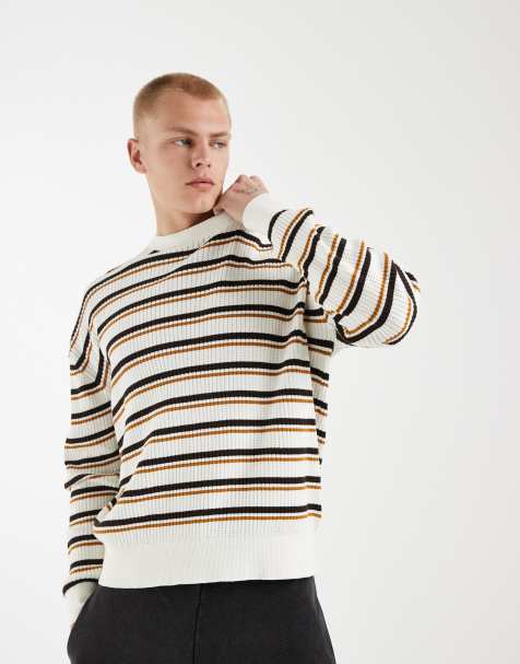 Redefined Rebel - Pull oversize en maille à rayures - Blanc - view 1
