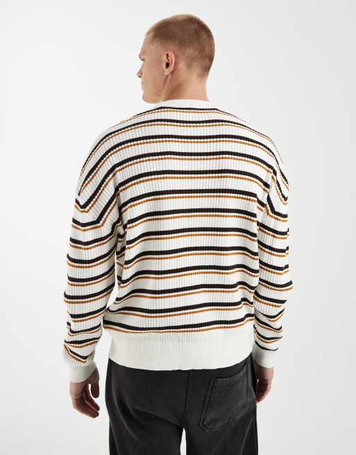 Redefined Rebel - Pull oversize en maille à rayures - Blanc, 5 de 5