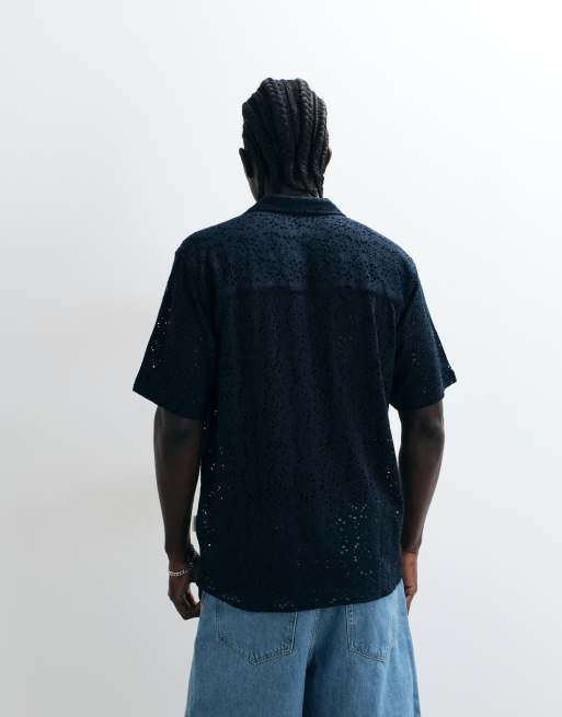 Redefined Rebel - Ravi - Recht overhemd met korte mouwen in marineblauw, 5 van 5