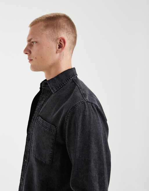 Redefined Rebel - Recht oversized denim overhemd in zwart, 4 van 5