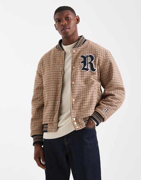 Redefined Rebel - Recht varsity jack met ruiten in bruin - view 1