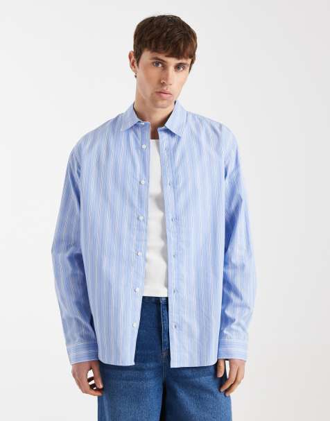 Redefined Rebel Robin boxy shirt in blue stripes - view 1
