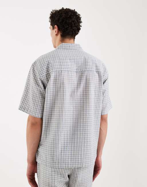 Redefined Rebel - Rowdy - Chemise d'ensemble oversize à carreaux et manches courtes - Bleu multicolore, 3 de 5
