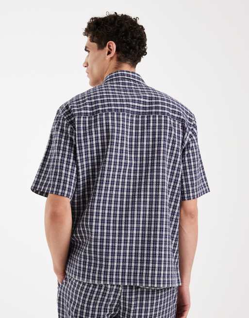 Redefined Rebel Rowdy oversized fit short sleeve checked shirt in navy (part of a set) , 3 of 5