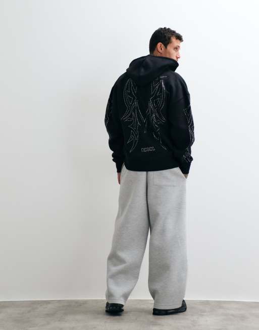 Redefined Rebel - sudadera con capucha oversize adornada con strass en negro, 5 de 5