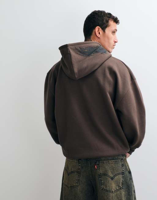 Redefined Rebel - sudadera con capucha oversize Marcel con strass en marrón, 5 de 5