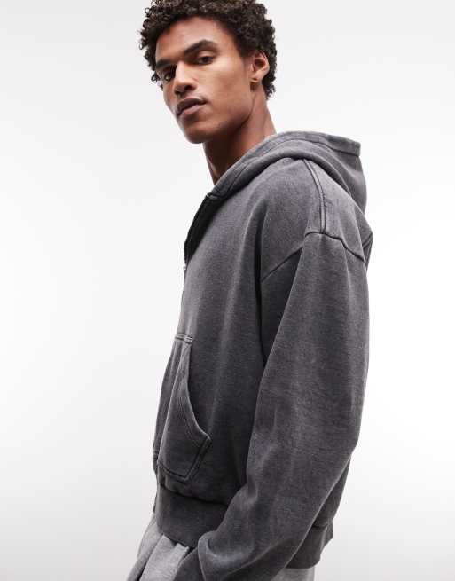 Redefined Rebel – Svart, tvättad sweatshirt i oversize med dragkedja, 4 av 5