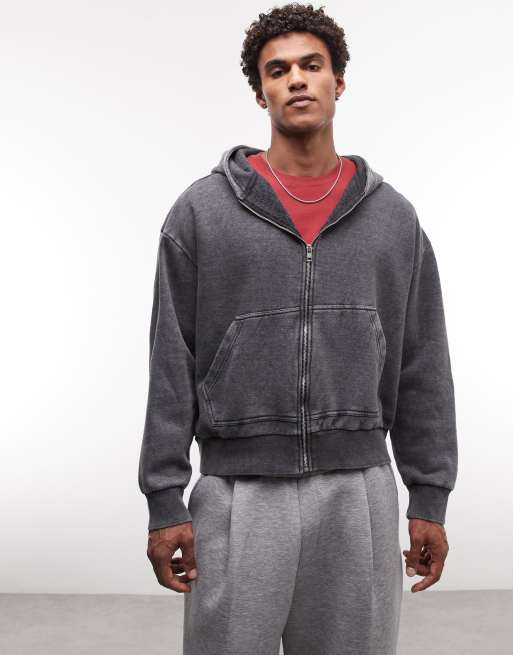 Redefined Rebel - Sweat oversize à fermeture éclair - Noir délavé, 5 de 5