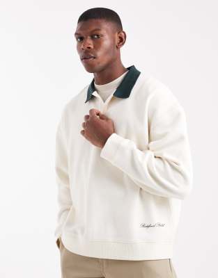 Redefined Rebel - Sweat style polo coupe carrée - Blanc