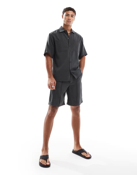 Redefined Rebel tailored seam detail shorts in grey