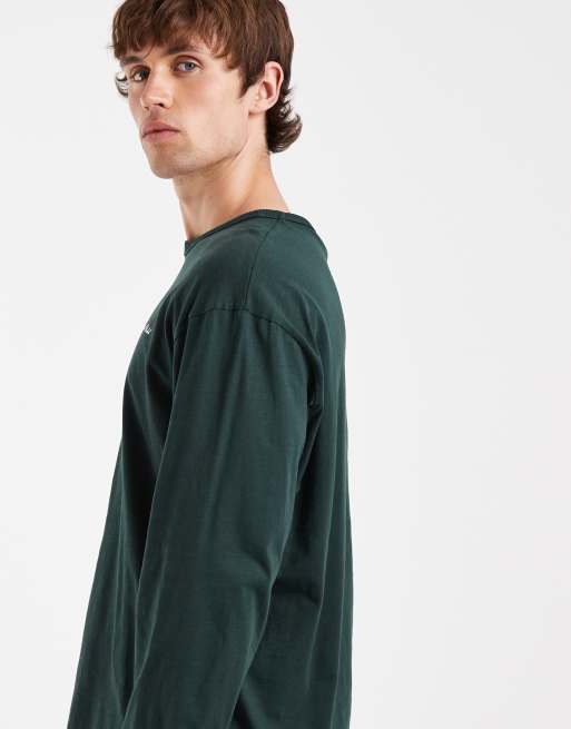 Redefined Rebel - T-shirt oversize a maniche lunghe verde con logo ricamato, 4 di 5