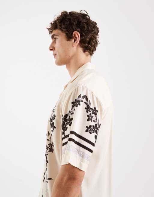 Redefined Rebel Teddy boxy fit short sleeve shirt in ecru , 4 of 5