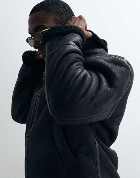 Redefined Rebel thiago boxy aviator jacket in black - view 1