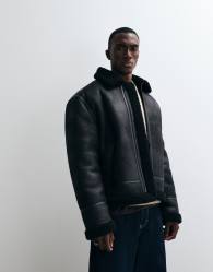 Redefined Rebel thiago boxy aviator jacket in black