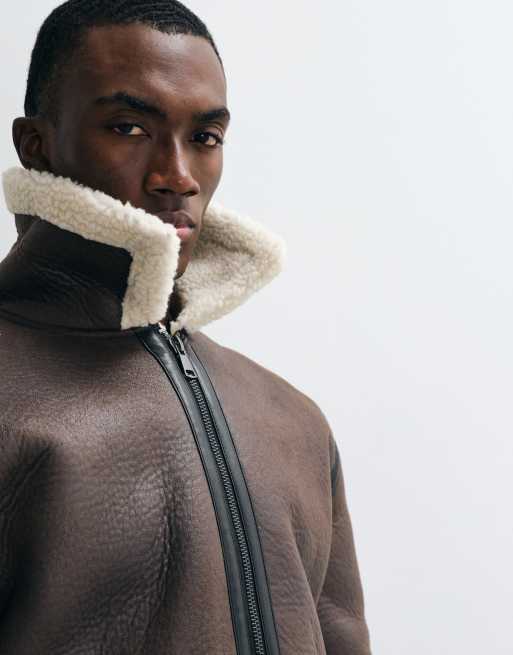 Redefined Rebel - Thiago - Brun aviator-jakke med firkantet pasform, 3 af 5