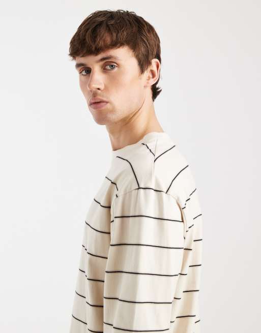 Redefined Rebel - Titus - Gestreept T-shirt met lange mouwen in gebroken wit, 4 van 5